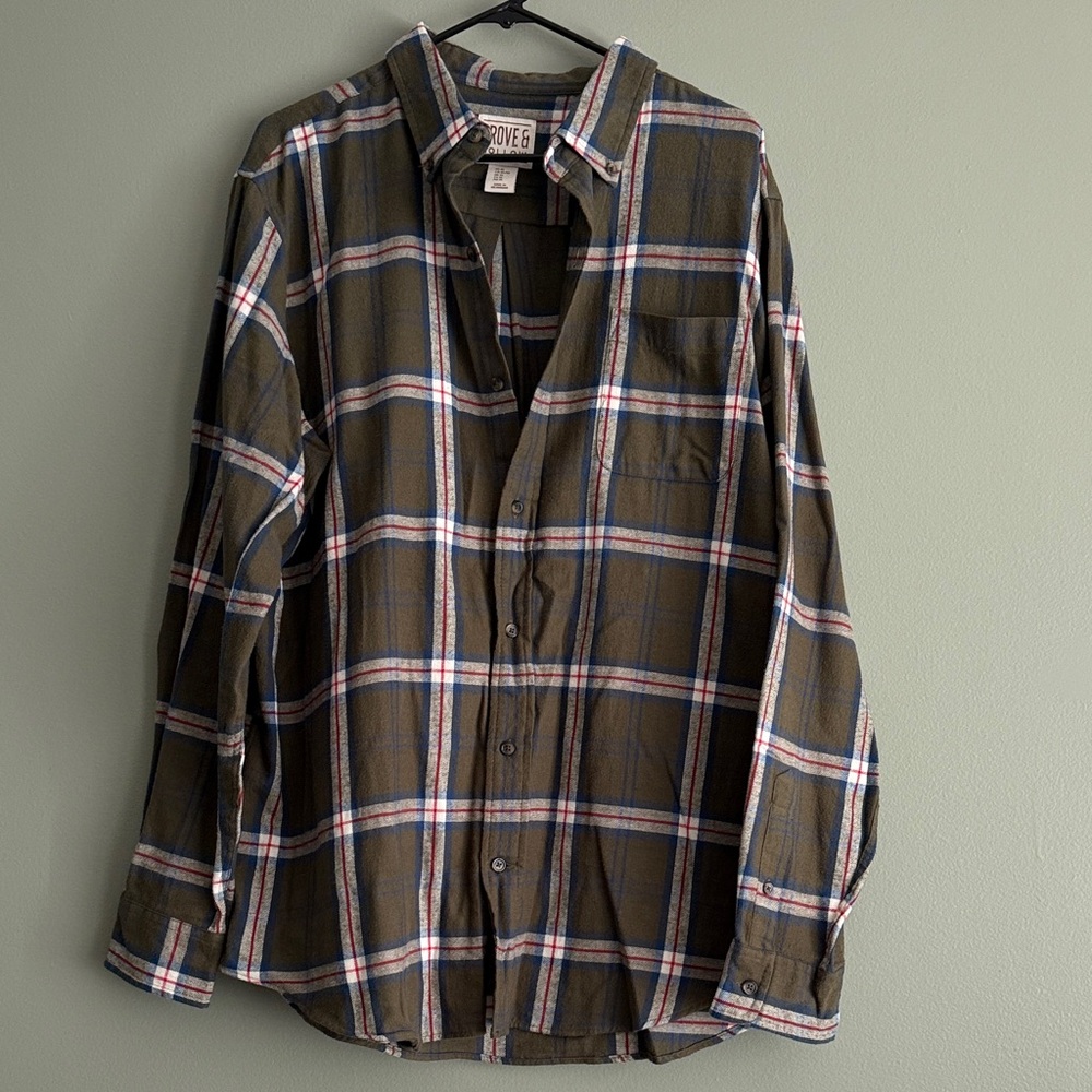 Converse Men's Olive Plaid Casual Shirt